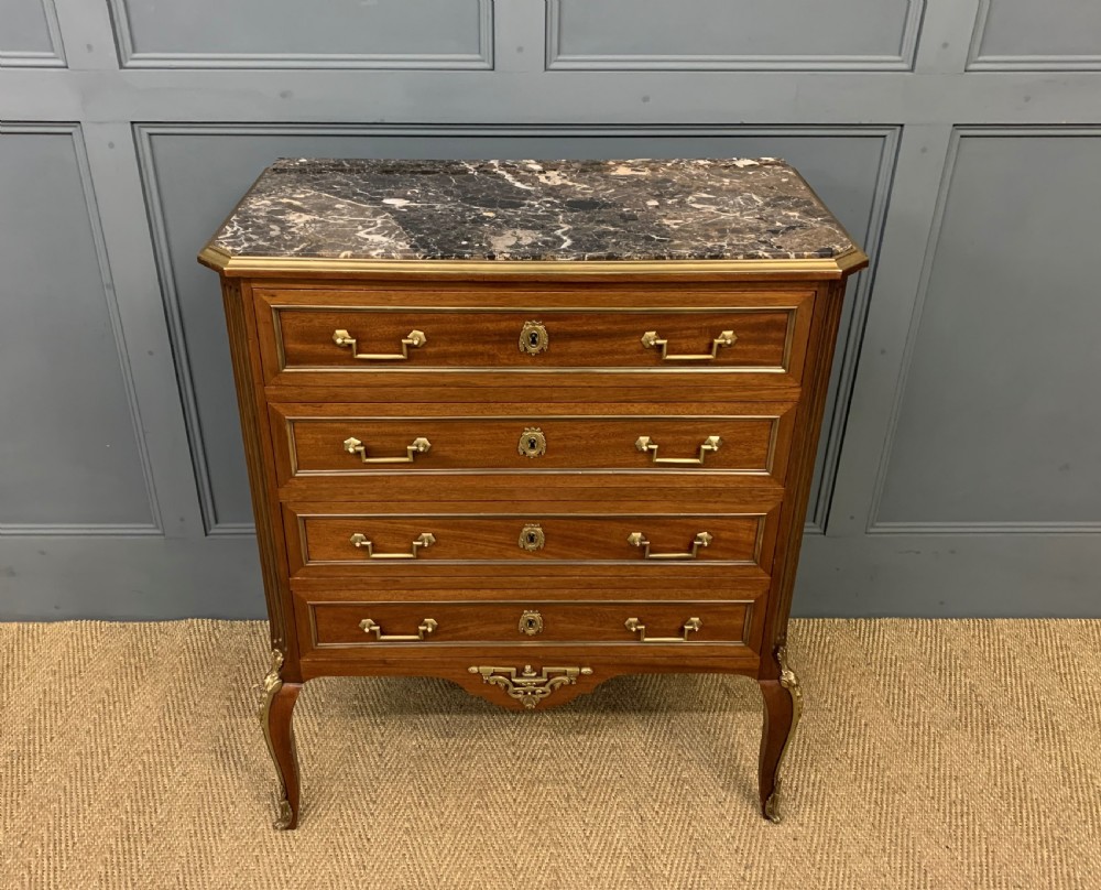 French Marble Topped Mahogany Commode