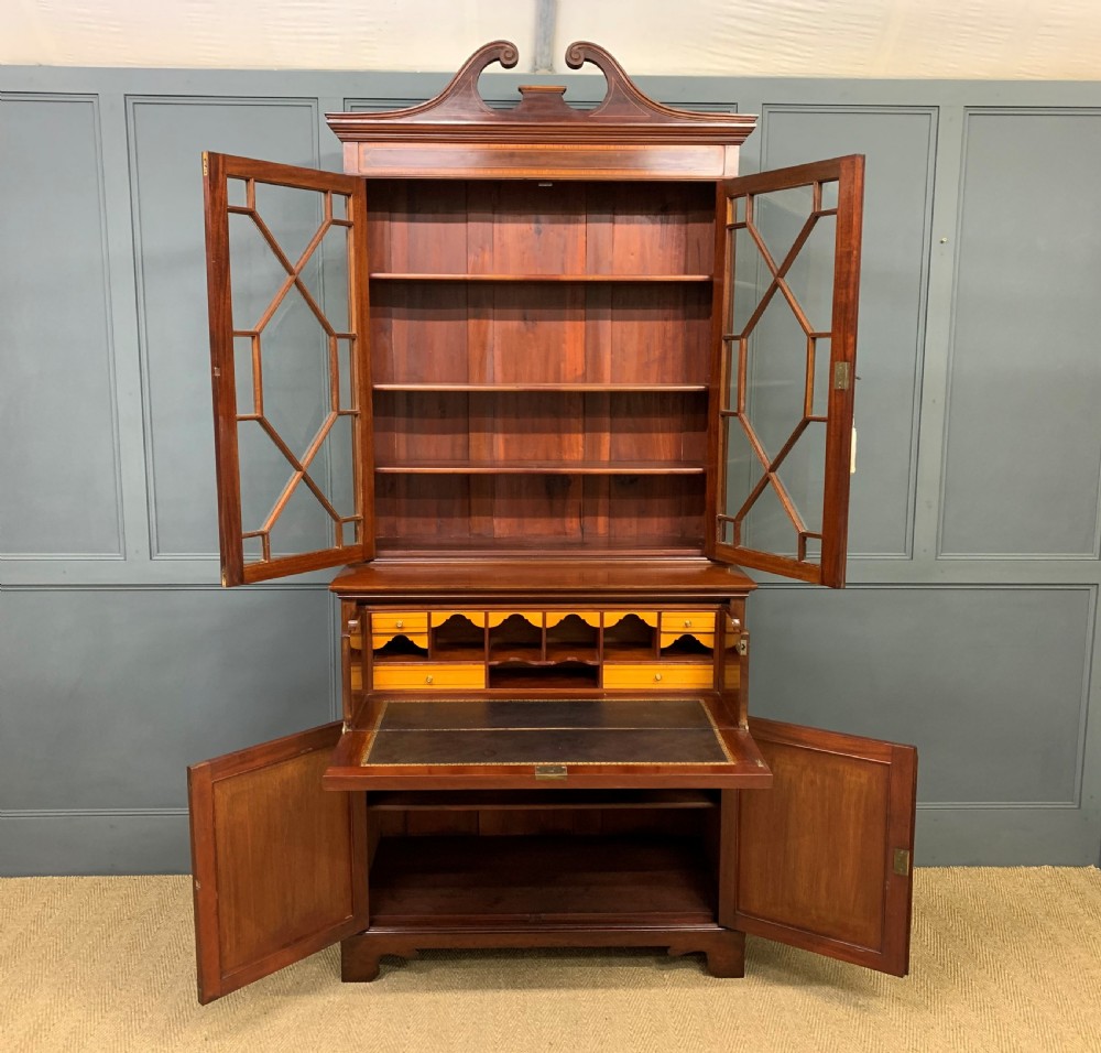 Edwardian Inlaid Mahogany Secretaire Bookcase View IV