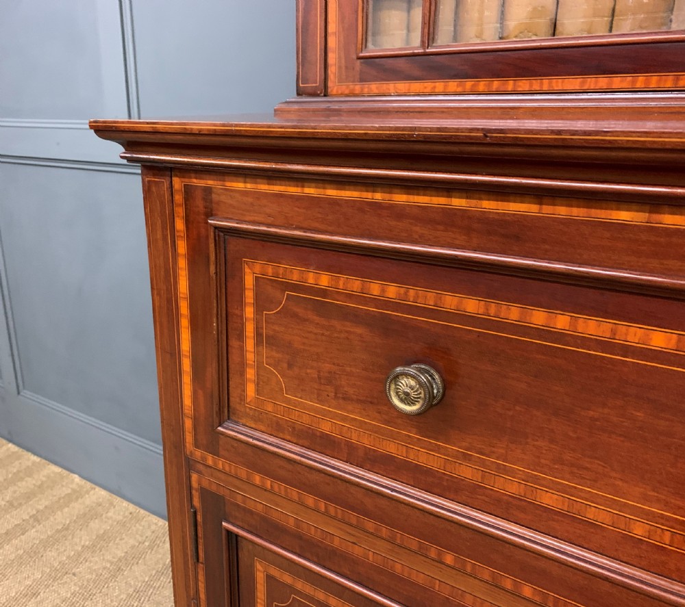 Edwardian Inlaid Mahogany Secretaire Bookcase View VIII