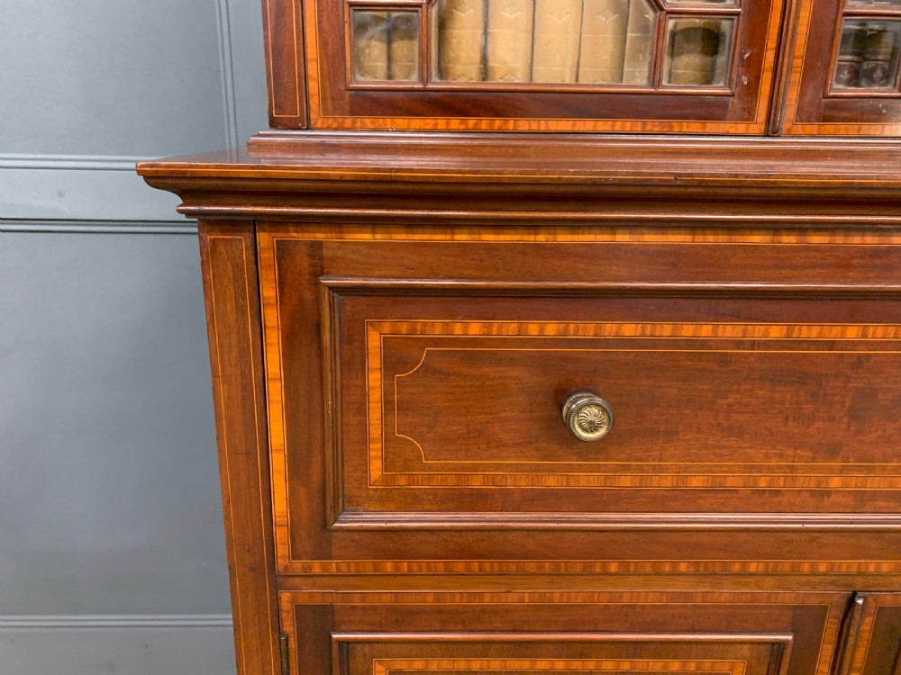 Edwardian Inlaid Mahogany Secretaire Bookcase View IX