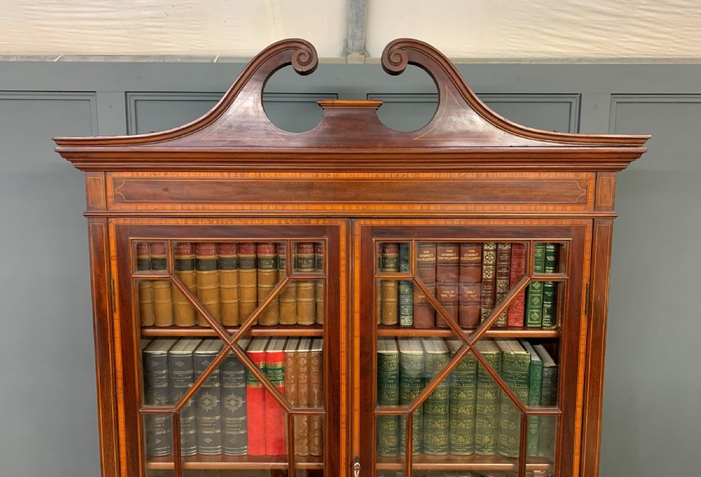 Edwardian Inlaid Mahogany Secretaire Bookcase View XV