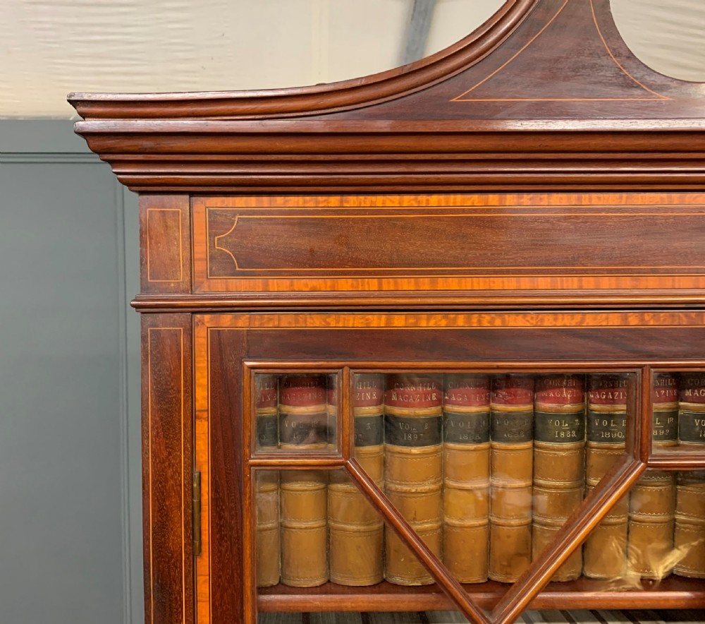 Edwardian Inlaid Mahogany Secretaire Bookcase View XX