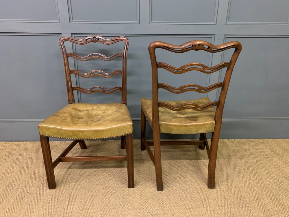 Set of 10 Mahogany Ladder Back Dining Chairs View IV