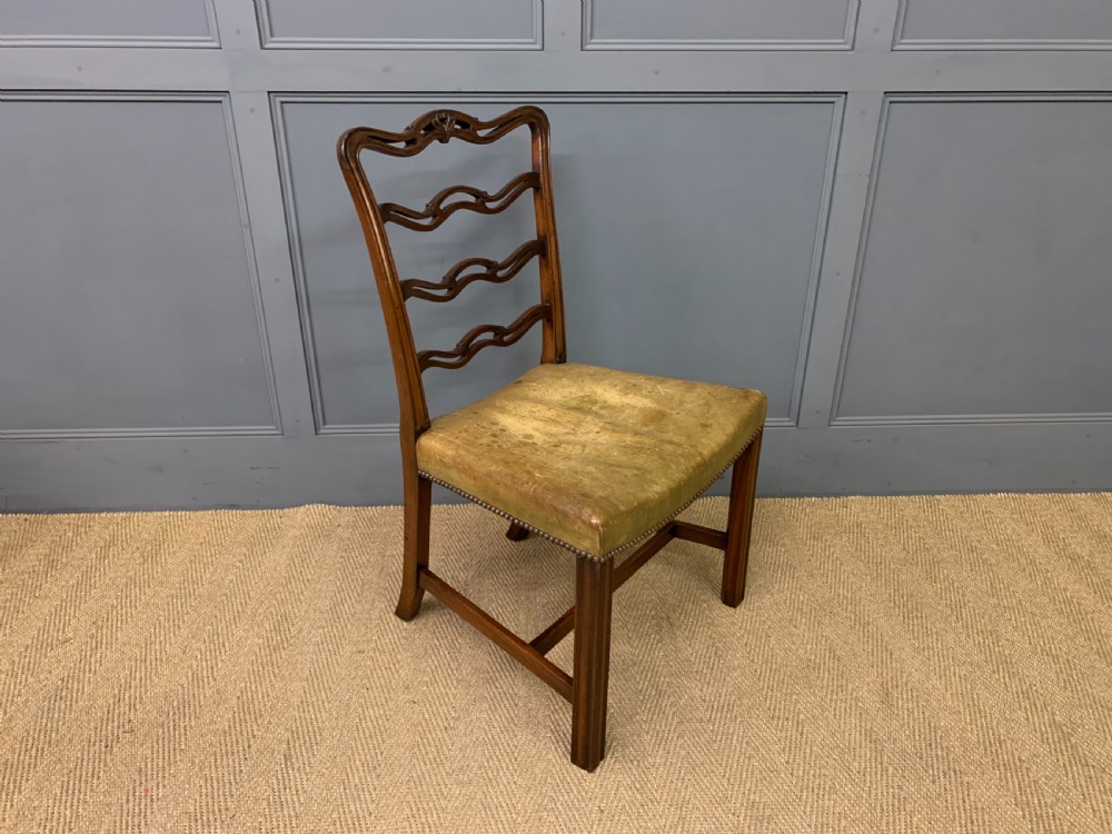 Set of 10 Mahogany Ladder Back Dining Chairs View V