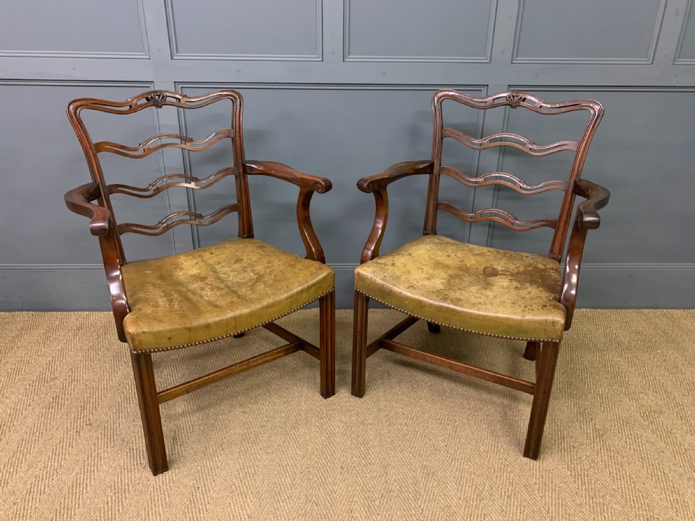 Set of 10 Mahogany Ladder Back Dining Chairs View IX