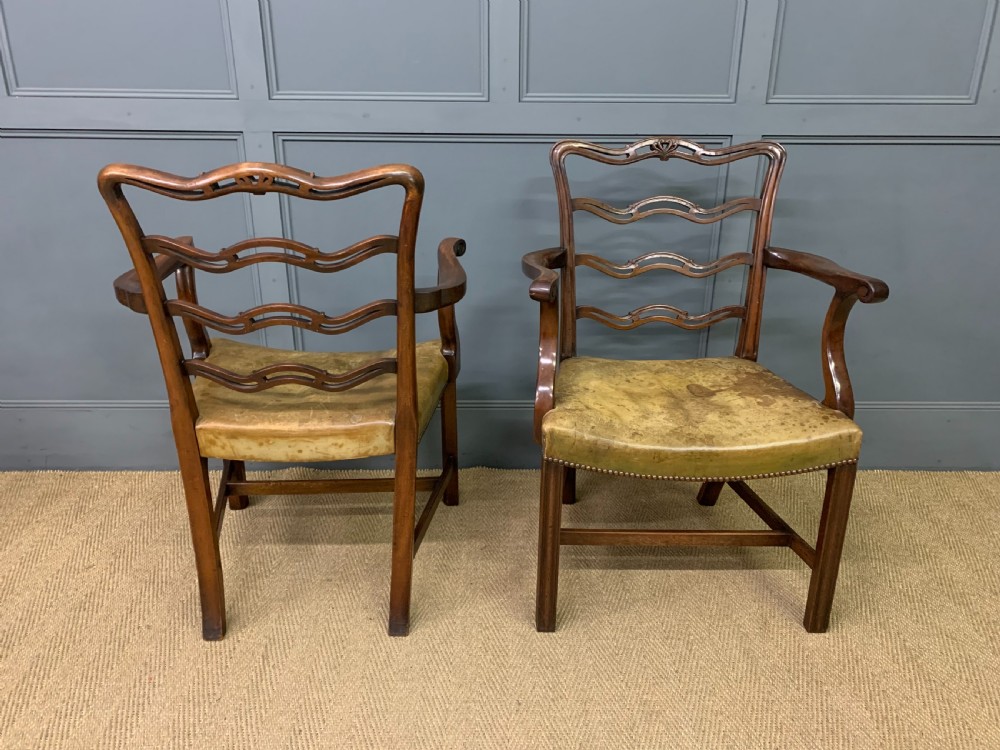 Set of 10 Mahogany Ladder Back Dining Chairs View XI