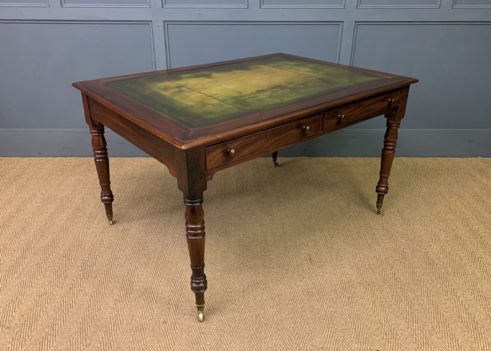 Victorian Mahogany 4 Drawer Partners Writing Table