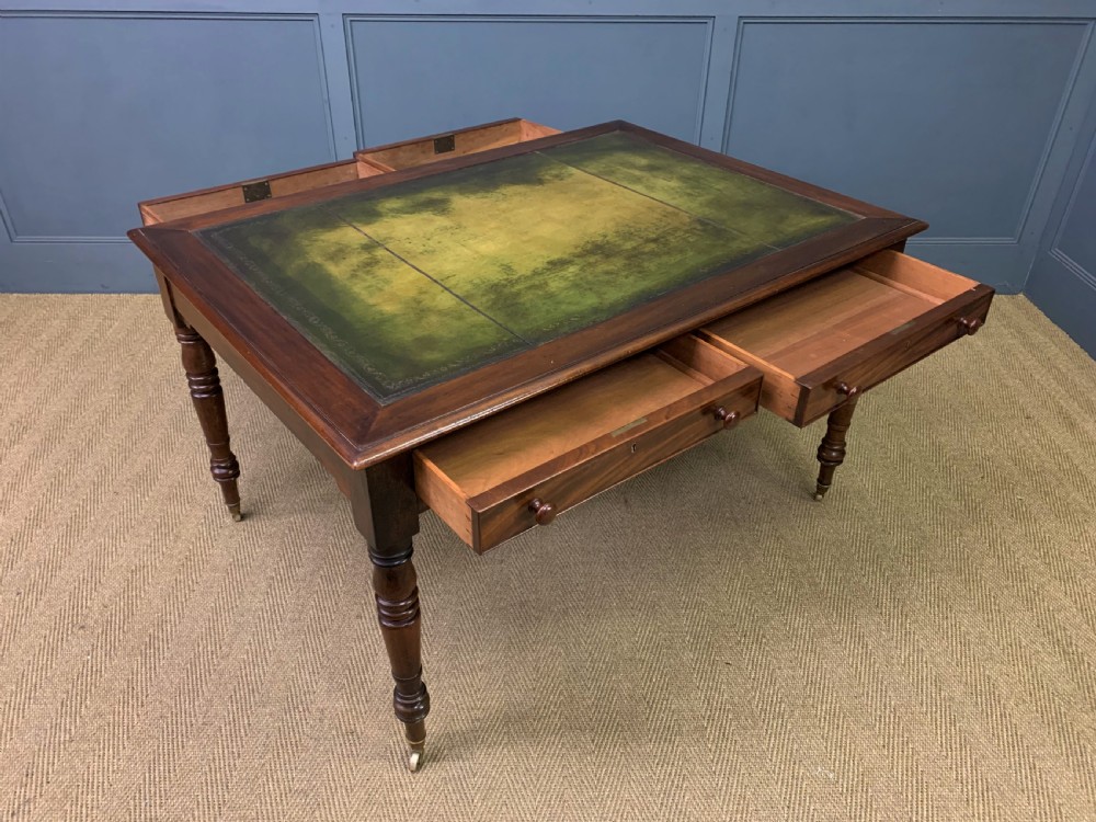 Victorian Mahogany 4 Drawer Partners Writing Table View XII