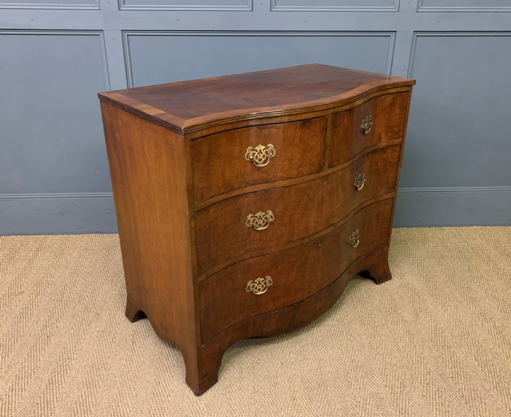 Burr Walnut Serpentine Fronted Chest of Drawers