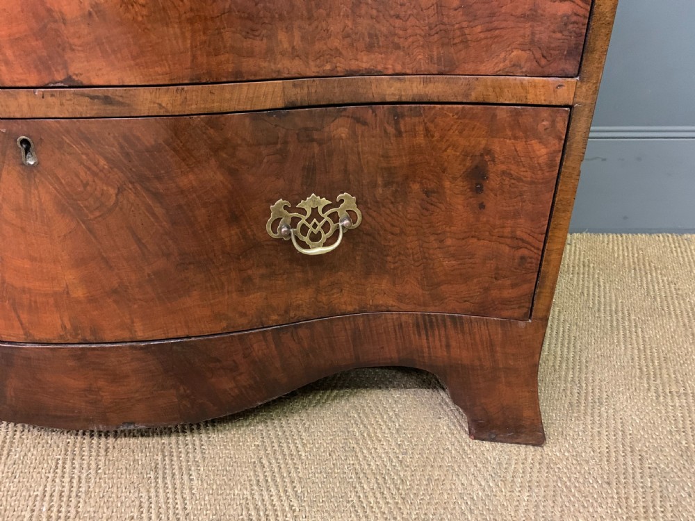 Burr Walnut Serpentine Fronted Chest of Drawers View VI