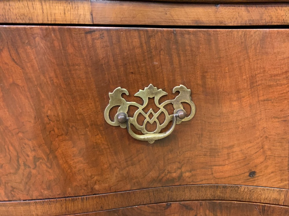 Burr Walnut Serpentine Fronted Chest of Drawers View VII