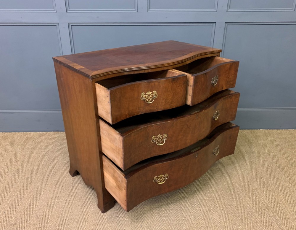 Burr Walnut Serpentine Fronted Chest of Drawers View X
