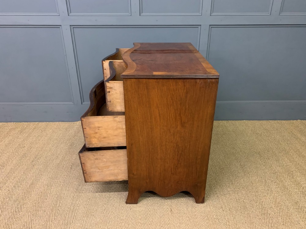 Burr Walnut Serpentine Fronted Chest of Drawers View XI