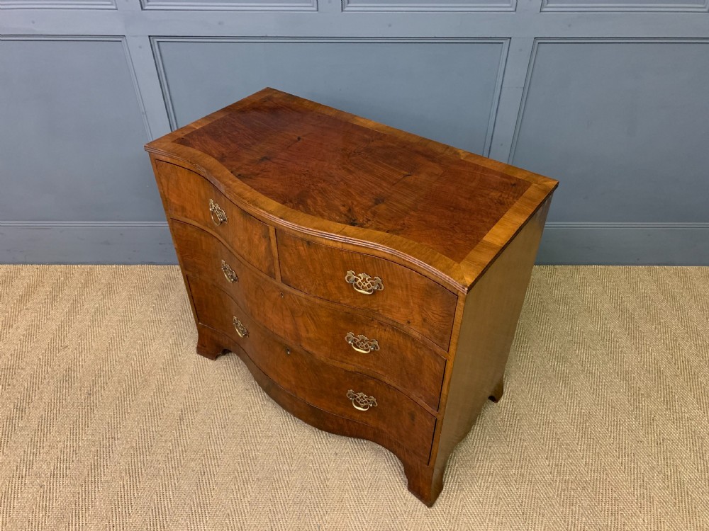 Burr Walnut Serpentine Fronted Chest of Drawers View XII