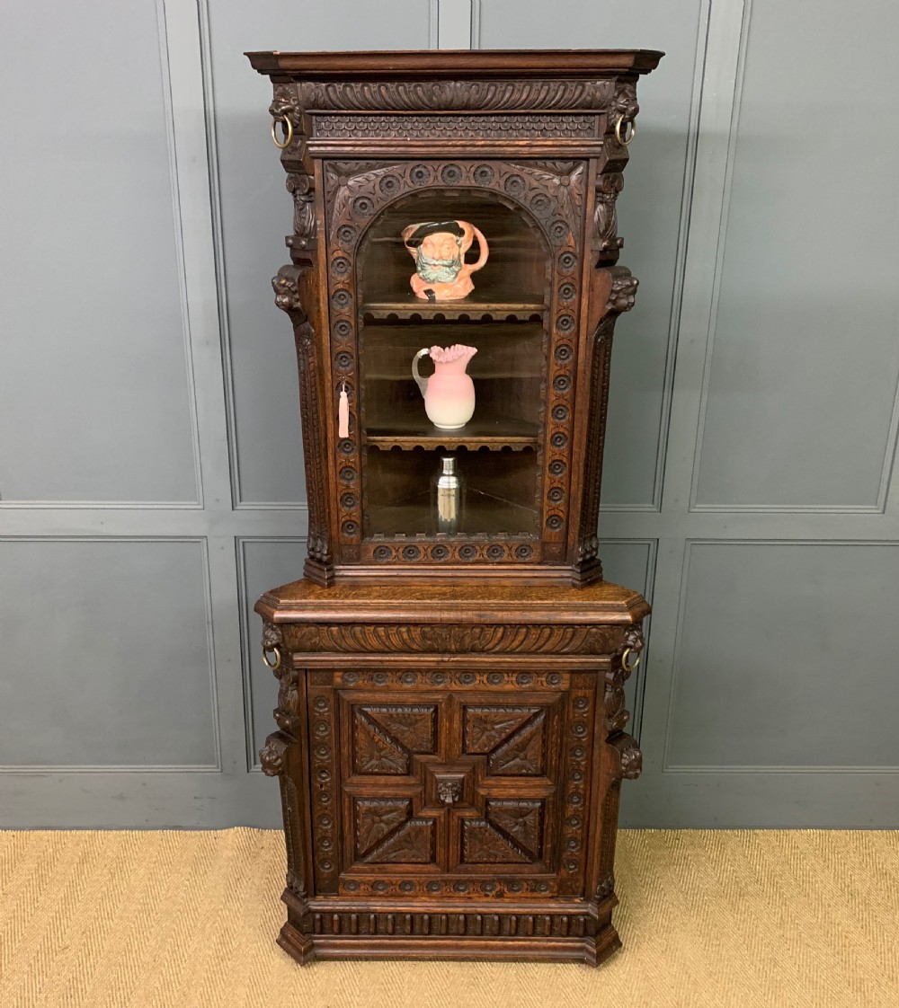 Victorian Carved Oak Corner Cabinet