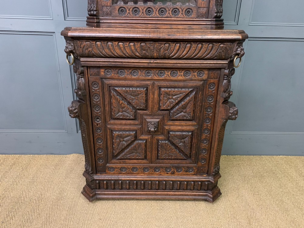 Victorian Carved Oak Corner Cabinet View V