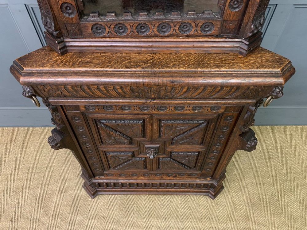 Victorian Carved Oak Corner Cabinet View VI