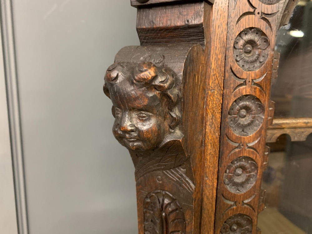 Victorian Carved Oak Corner Cabinet View VII