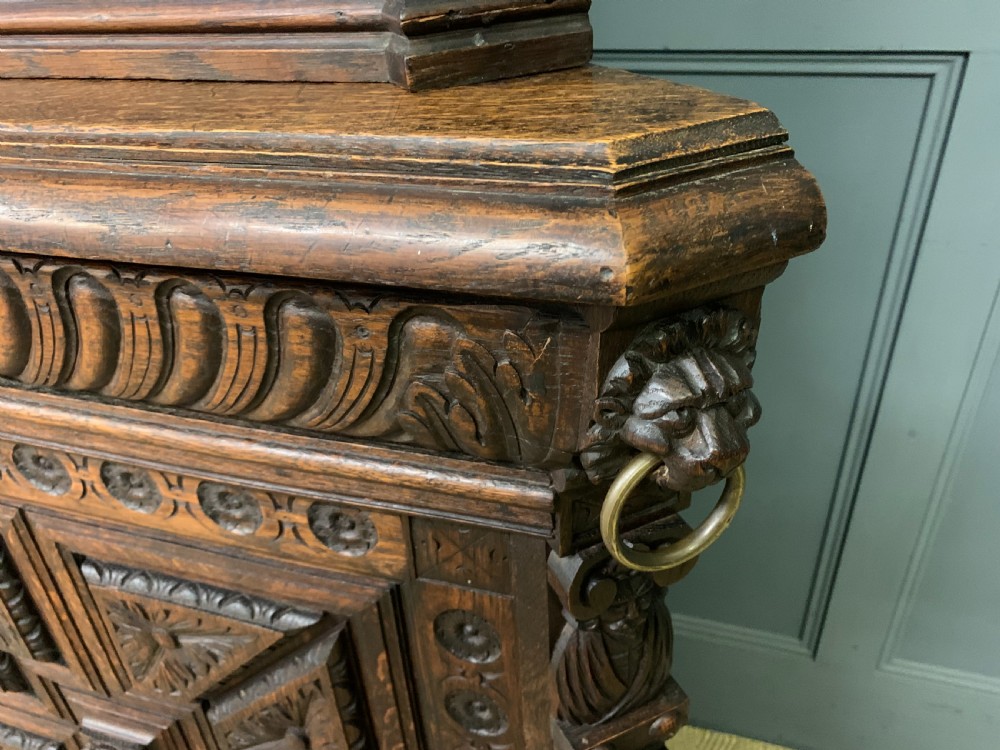 Victorian Carved Oak Corner Cabinet View IX