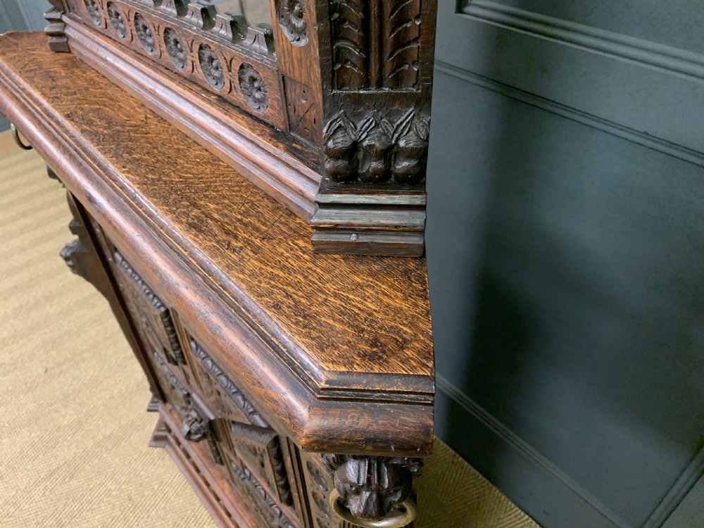 Victorian Carved Oak Corner Cabinet View XII