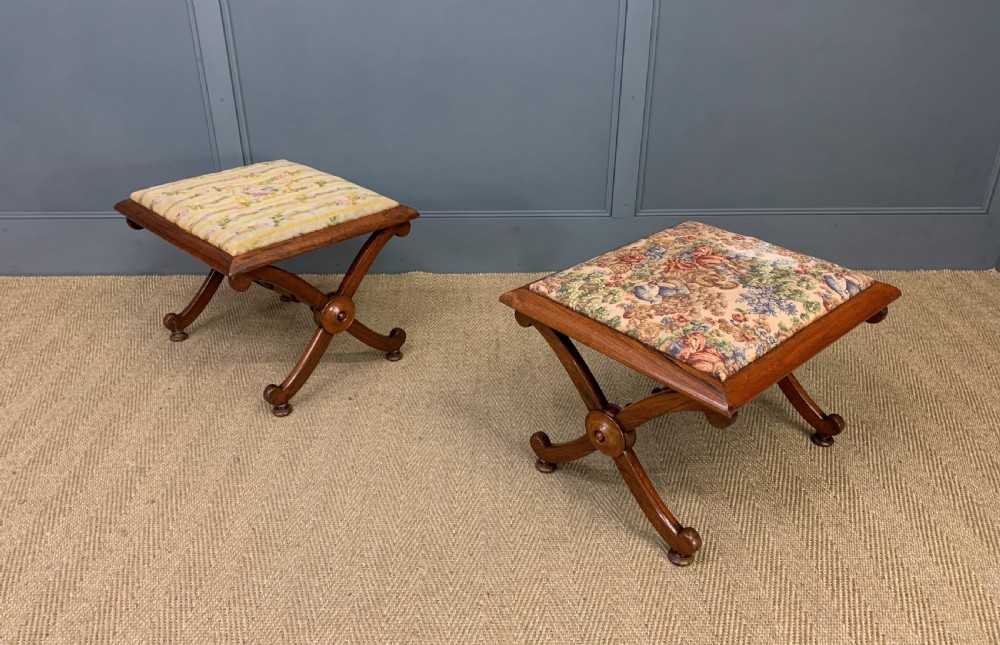 Pair of Early 19th Century Rosewood X Frame Stools