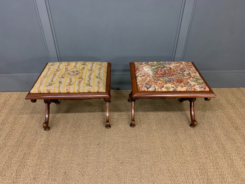 Pair of Early 19th Century Rosewood X Frame Stools View II