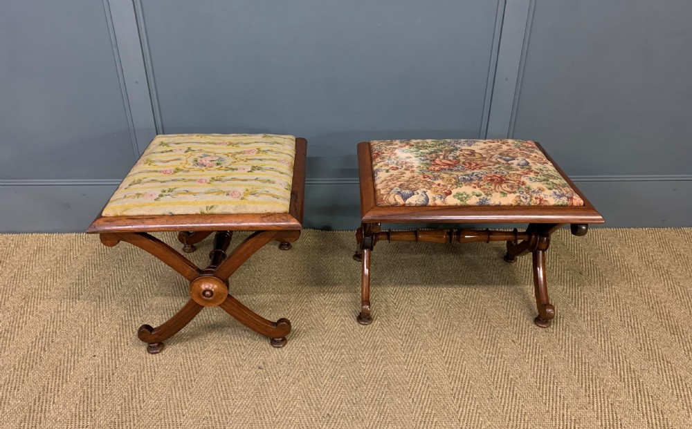 Pair of Early 19th Century Rosewood X Frame Stools View V