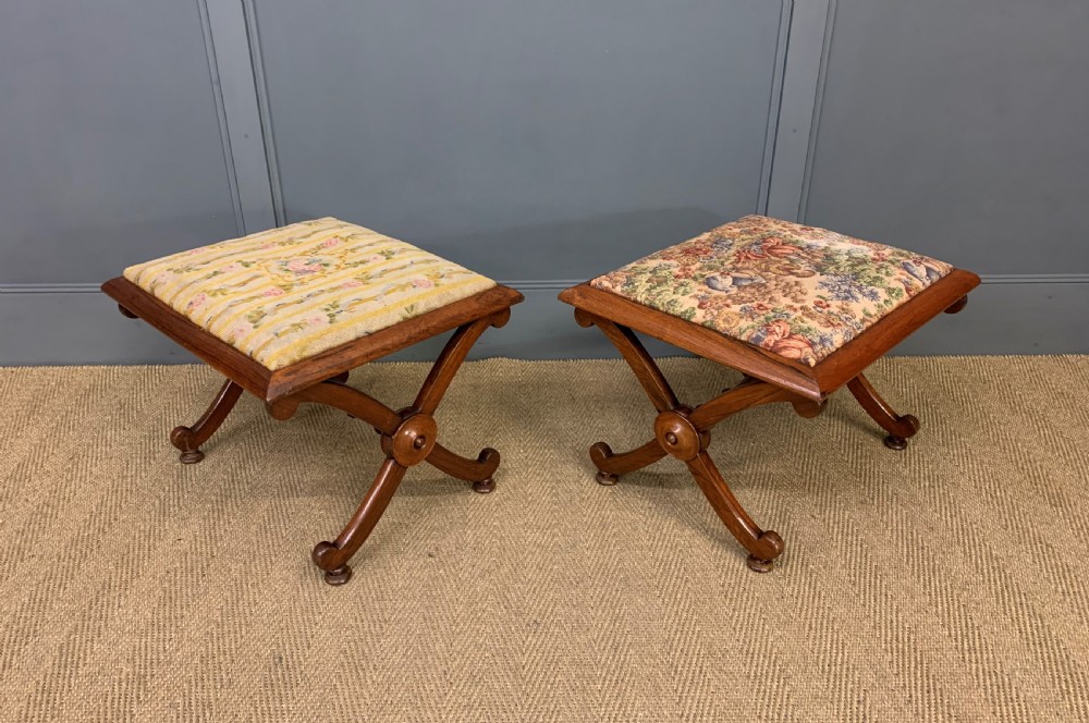 Pair of Early 19th Century Rosewood X Frame Stools View VII