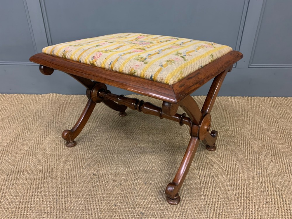 Pair of Early 19th Century Rosewood X Frame Stools View IX