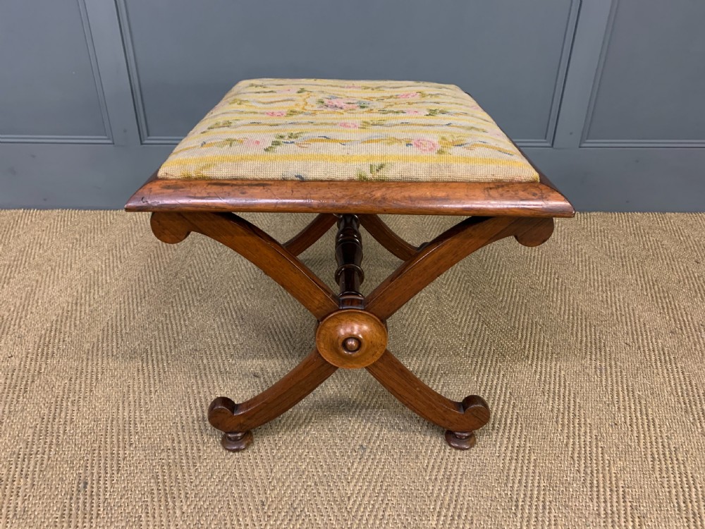 Pair of Early 19th Century Rosewood X Frame Stools View XI