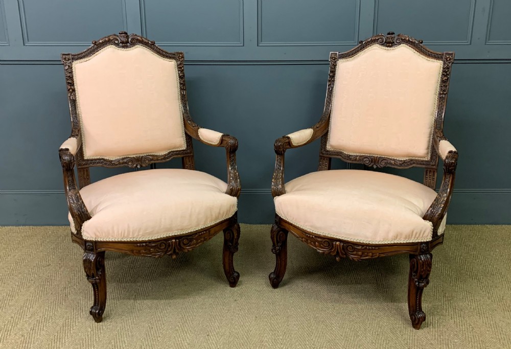 Pair of French Walnut Fauteuils