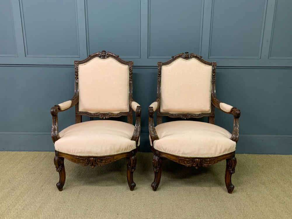 Pair of French Walnut Fauteuils View II