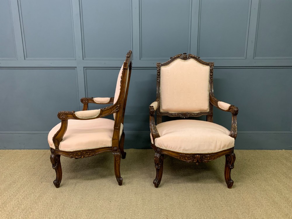 Pair of French Walnut Fauteuils View III