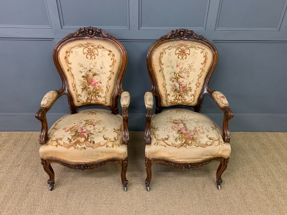 Pair of French Rosewood Fauteuils