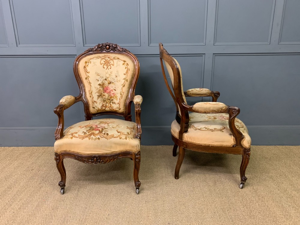Pair of French Rosewood Fauteuils View III