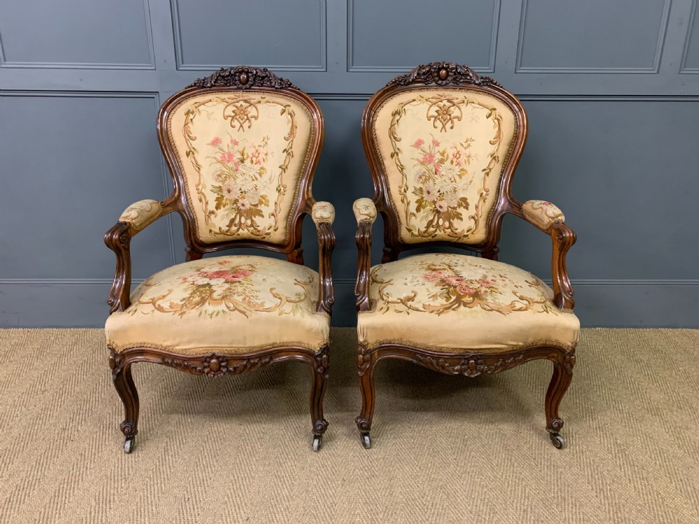 Pair of French Rosewood Armchairs View III