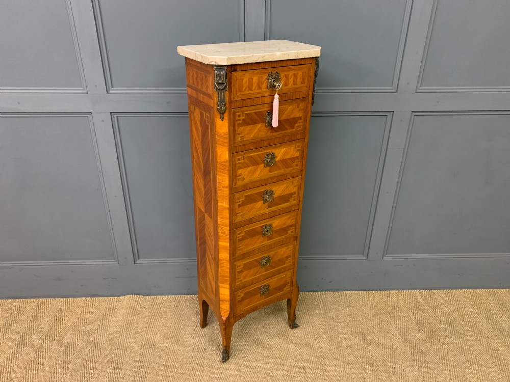 Slender French Satinwood Chest of Drawers View VI