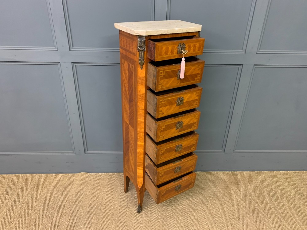 Slender French Satinwood Chest of Drawers View X