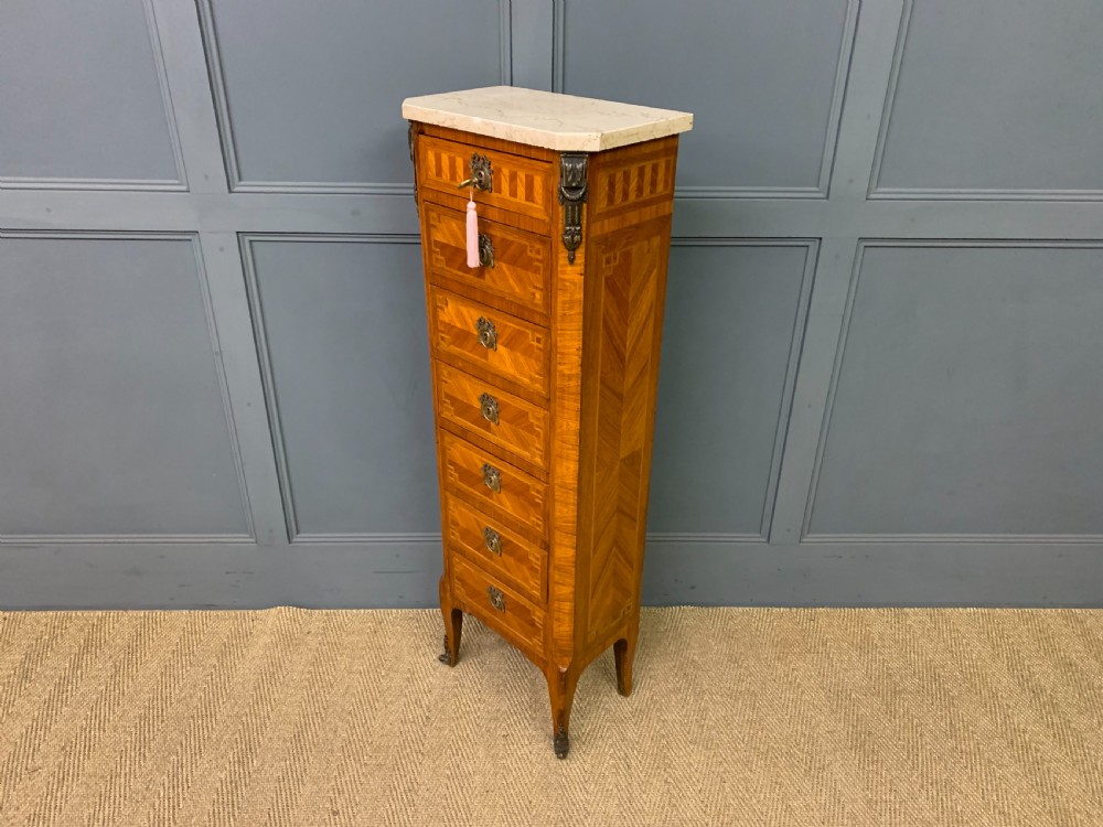 Slender French Satinwood Chest of Drawers View XI