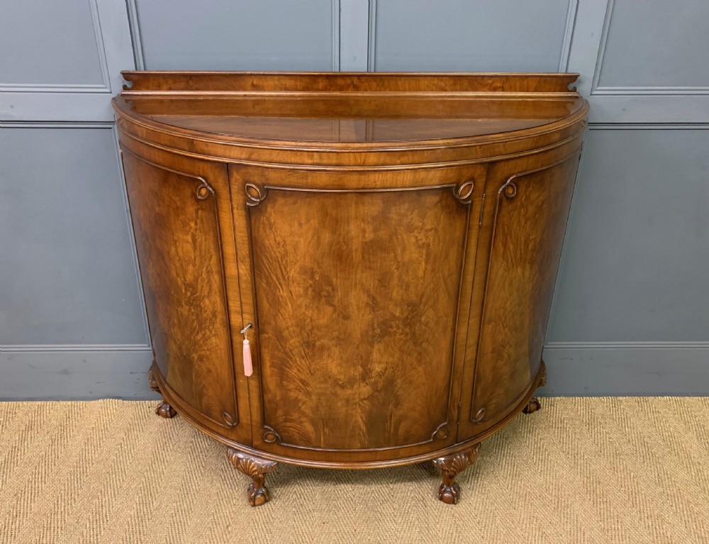 Burr Walnut Demi Lune Commode