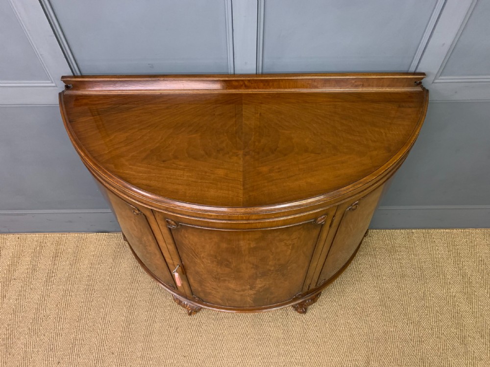 Burr Walnut Demi Lune Commode View III