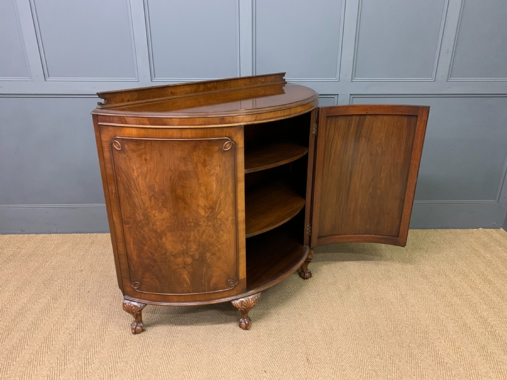 Burr Walnut Demi Lune Commode View X