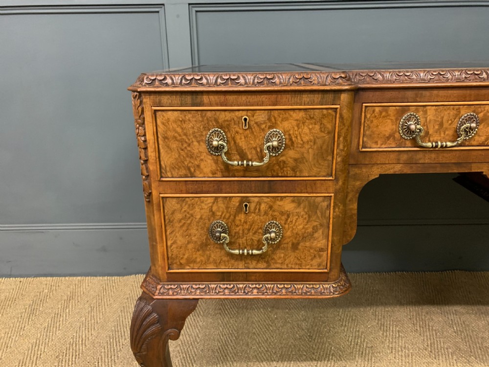 Burr Walnut Writing Desk View V