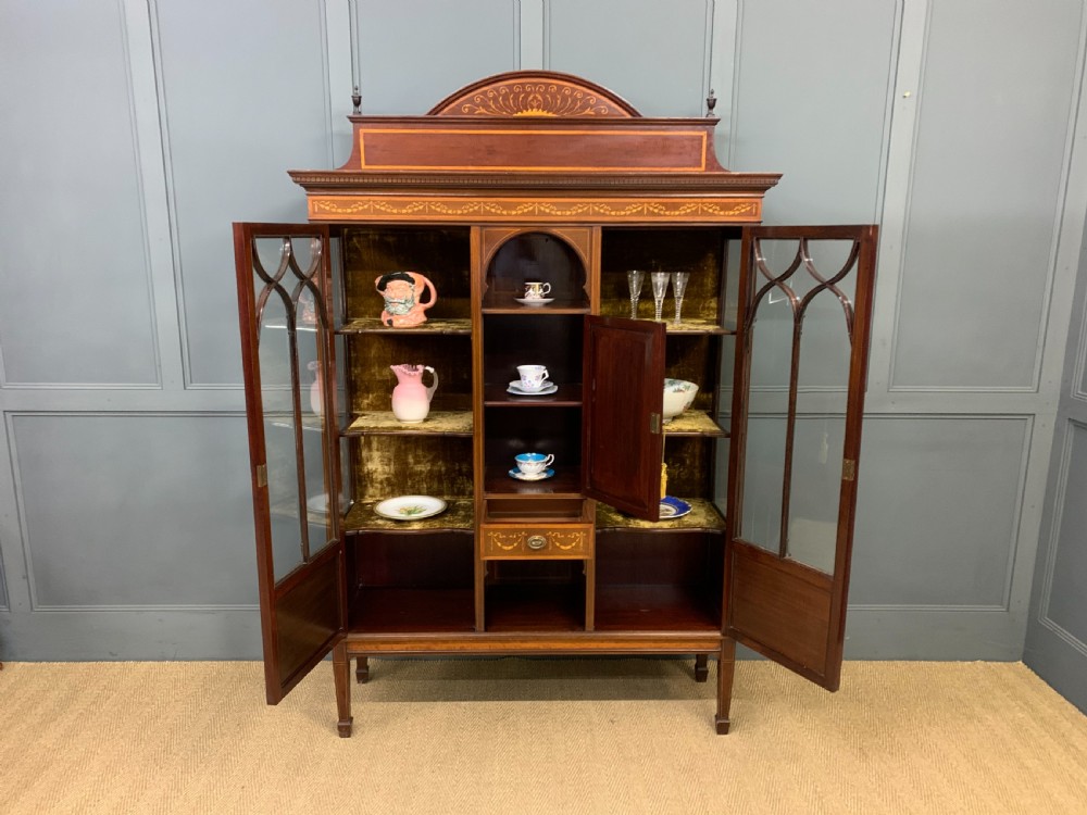 Inlaid Mahogany Display Cabinet by Jas Shoolbred View XIII