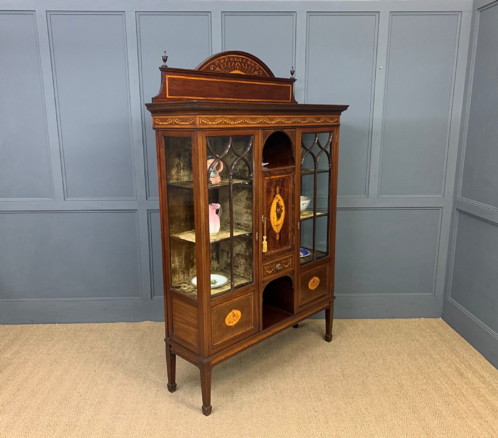 Inlaid Mahogany Display Cabinet by Jas Shoolbred View XIV