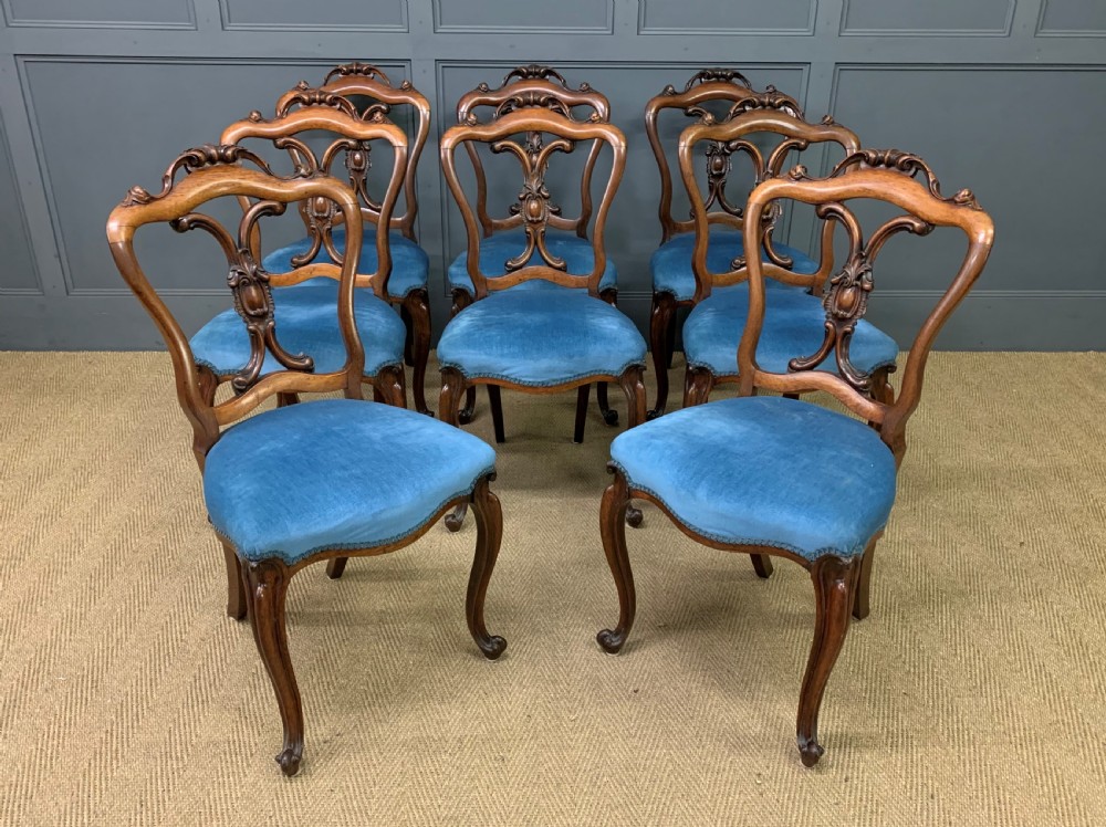 Set of 8 Victorian Rosewood Dining Chairs