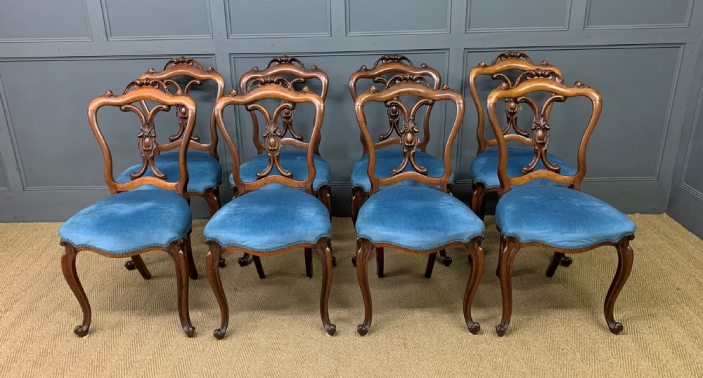 Set of 8 Victorian Rosewood Dining Chairs View II