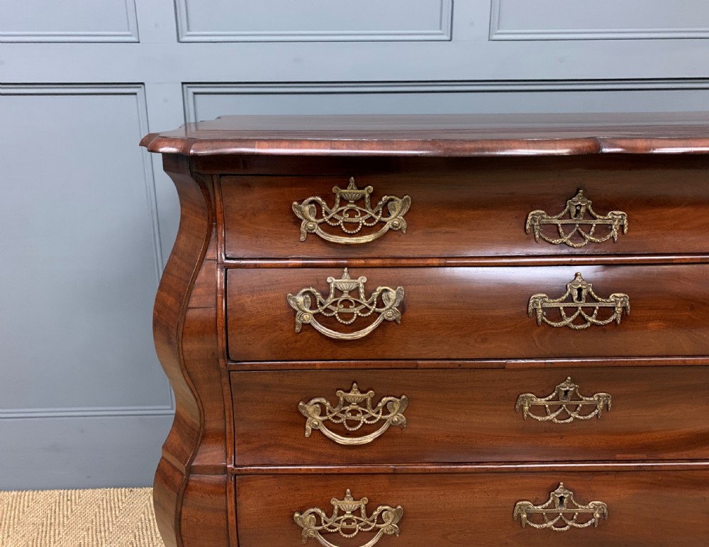 18th Century Figured Mahogany Dutch Bombe Chest View IV