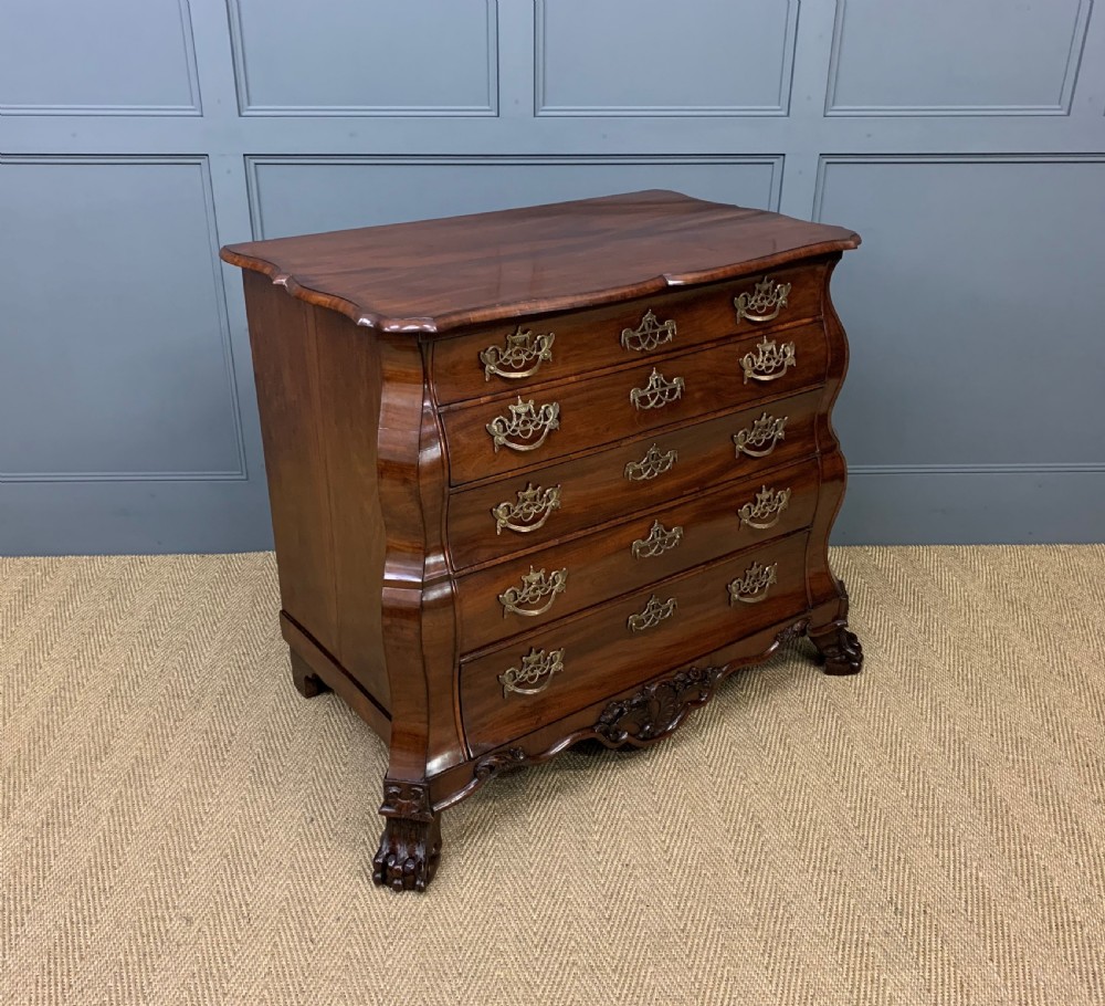 18th Century Figured Mahogany Dutch Bombe Chest View X
