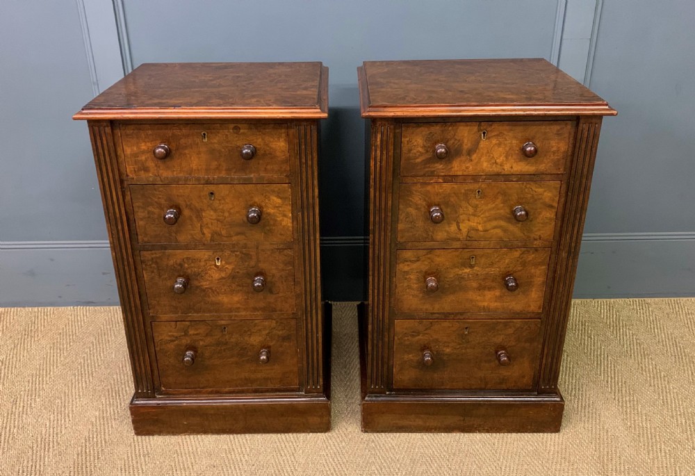 Pair of Victorian Burr Walnut Bedside Chests